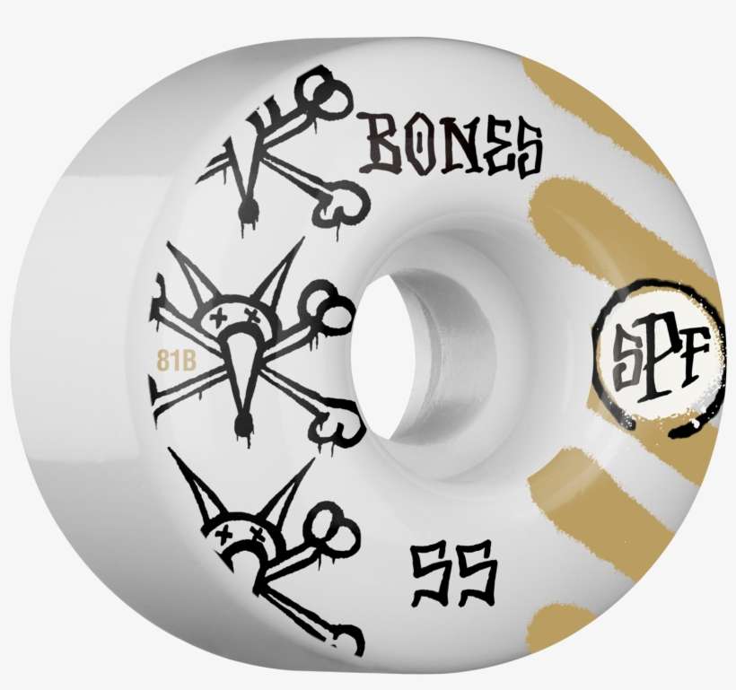 Bones Wheels Spf War Paint 55mm 81b White/gold Skateboard - Skateboard Wheels, transparent png download