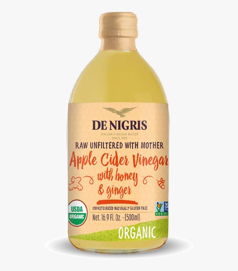 Organic Apple Cider Vinegar With Honey & Ginger - Bottle, transparent png download