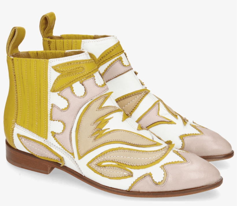 Ankle Boots Jessy 42 Nappa White Rose Beige Yellow - Outdoor Shoe, transparent png download