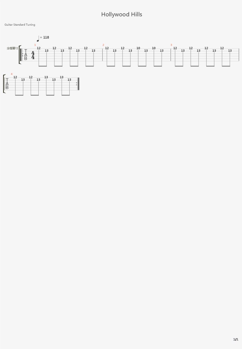 Hollywood Hills吉他谱 - Music, transparent png download
