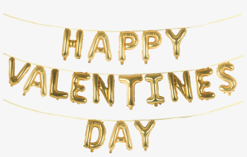Happy Valentine's Day 16" Balloon Phrase Banner Set - Happy Valentines Day Gold Balloons, transparent png download