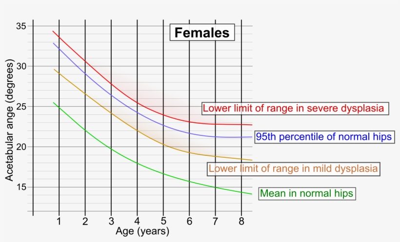 Acetabular Index By Age In Females - Diagram, transparent png download