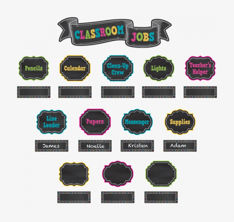 Chalkboard Brights Classroom Jobs Mini Bulletin Board - Chalkboard Brights Classroom Jobs, transparent png download
