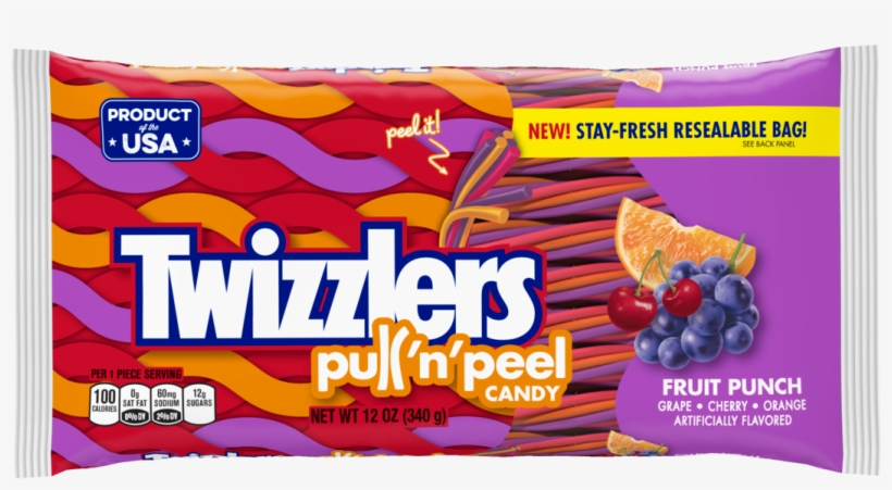 Twizzlers Pull 'n' Peel Fruit Punch Candy - Twizzlers, transparent png download