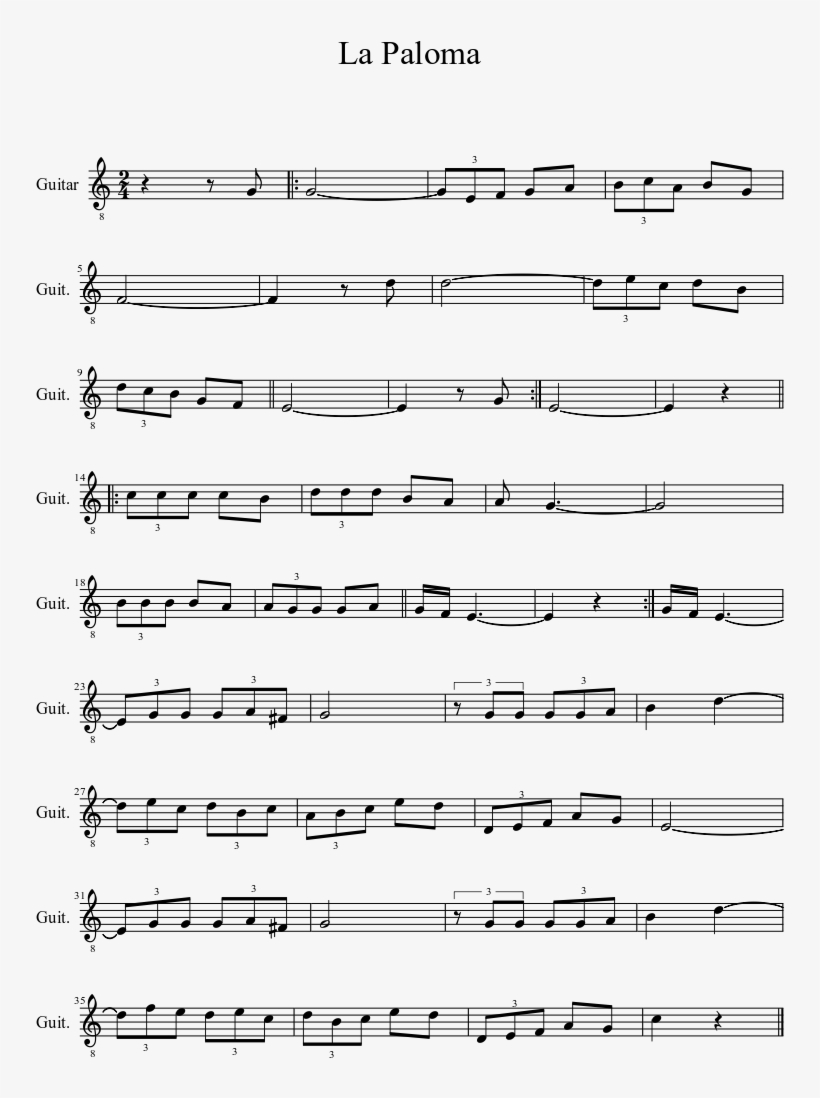 La Paloma Sheet Music 1 Of 1 Pages - Ave Maria Cello Sheet Music, transparent png download