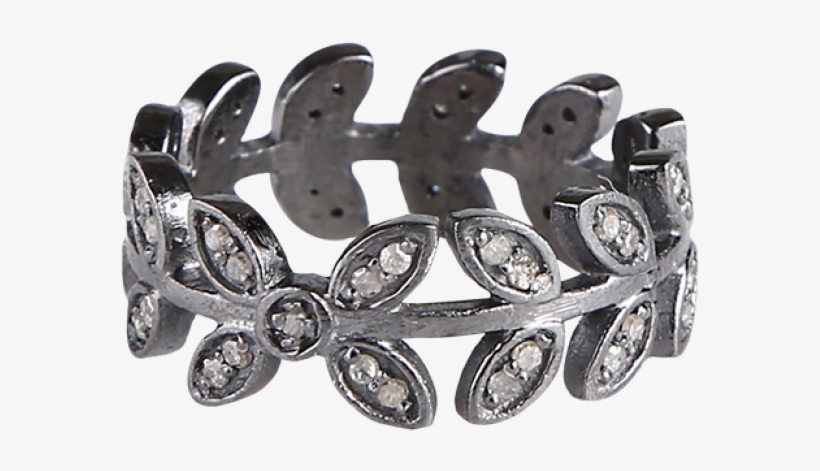Cool Leaf Ring In Black Silver With Diamonds - Bracelet, transparent png download