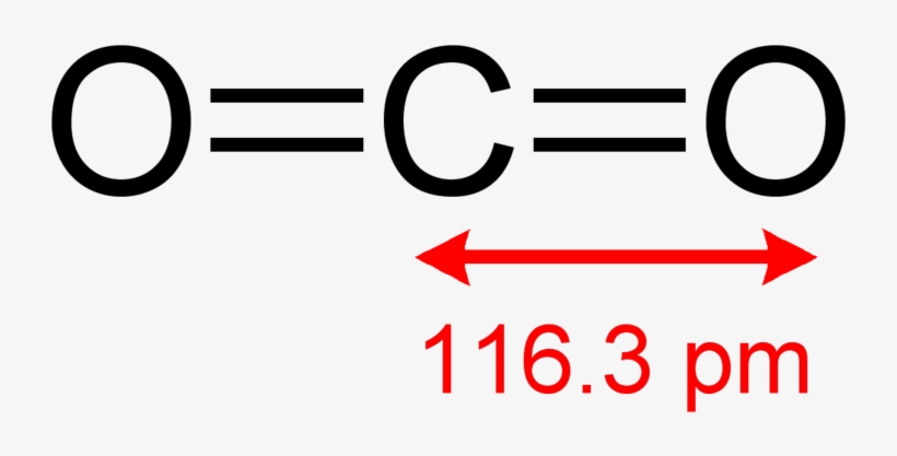 800px Carbon Dioxide 2d Dimensions - Carbon Dioxide Molecule, transparent png download