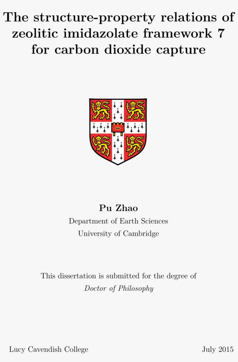 The Structure-property Relations Of Zeolitic Imidazolate - University Of Cambridge, transparent png download