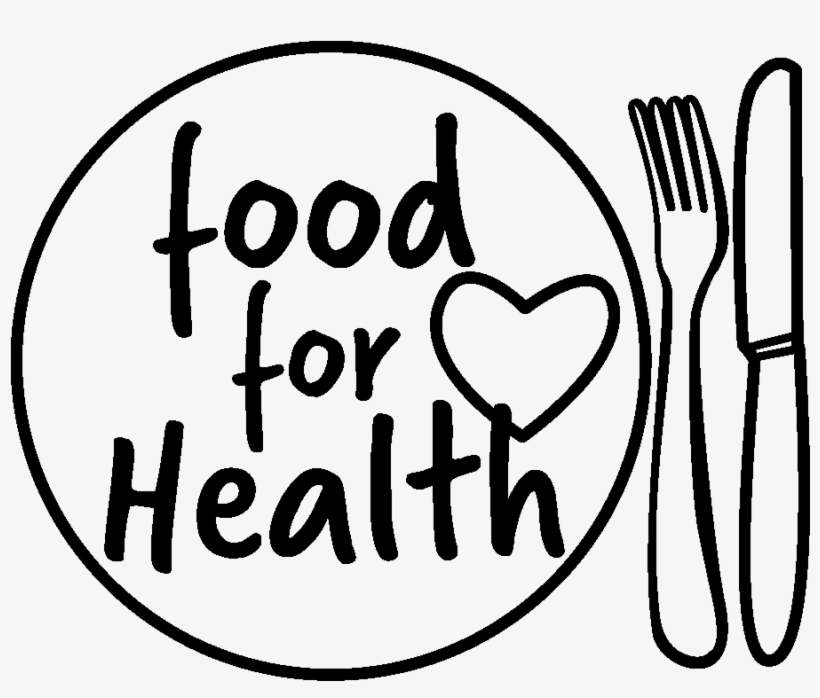 Illustration Of A Plate With The Words 'food For Health' - Line Art, transparent png download