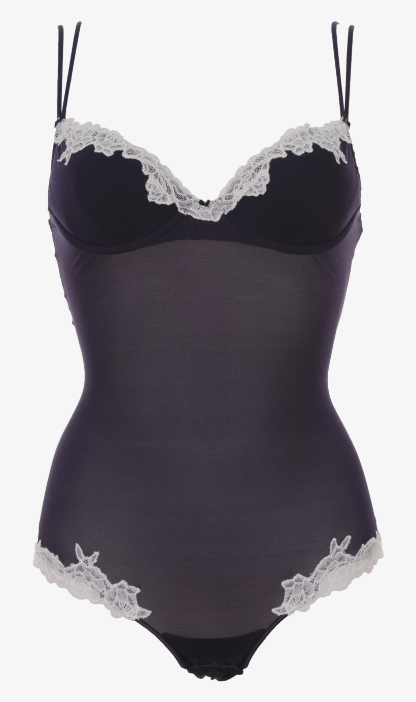 Brunico Gefütterter String Body In Navy Mit Puderfarbener - Lingerie Top, transparent png download