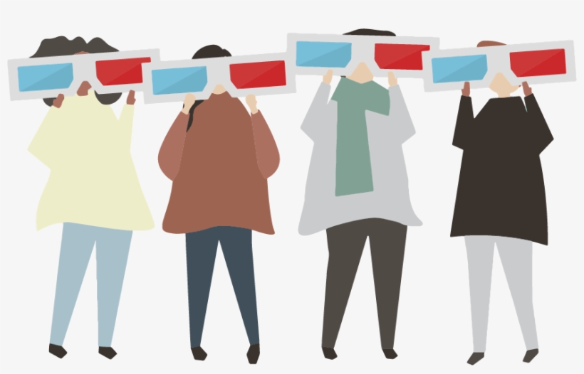 Motion Design Image With Four People Watching A Movie - Speech Bubbles With People, transparent png download