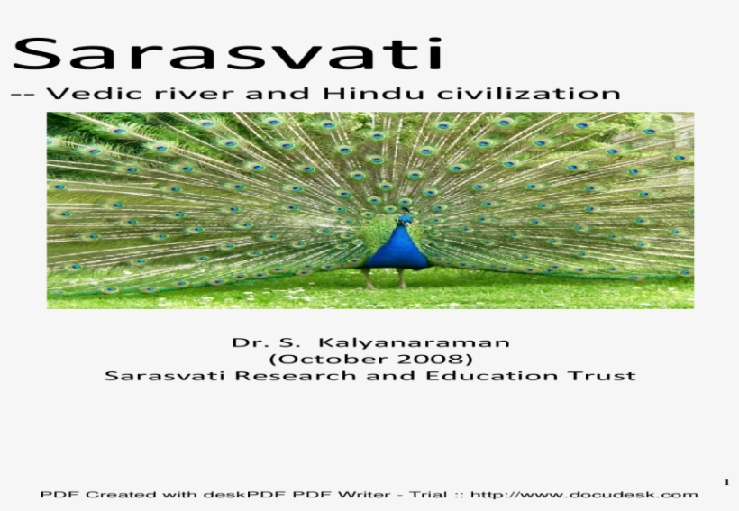 Sarasvati Vedic River And Hindu Civilization Chapter - Peafowl, transparent png download
