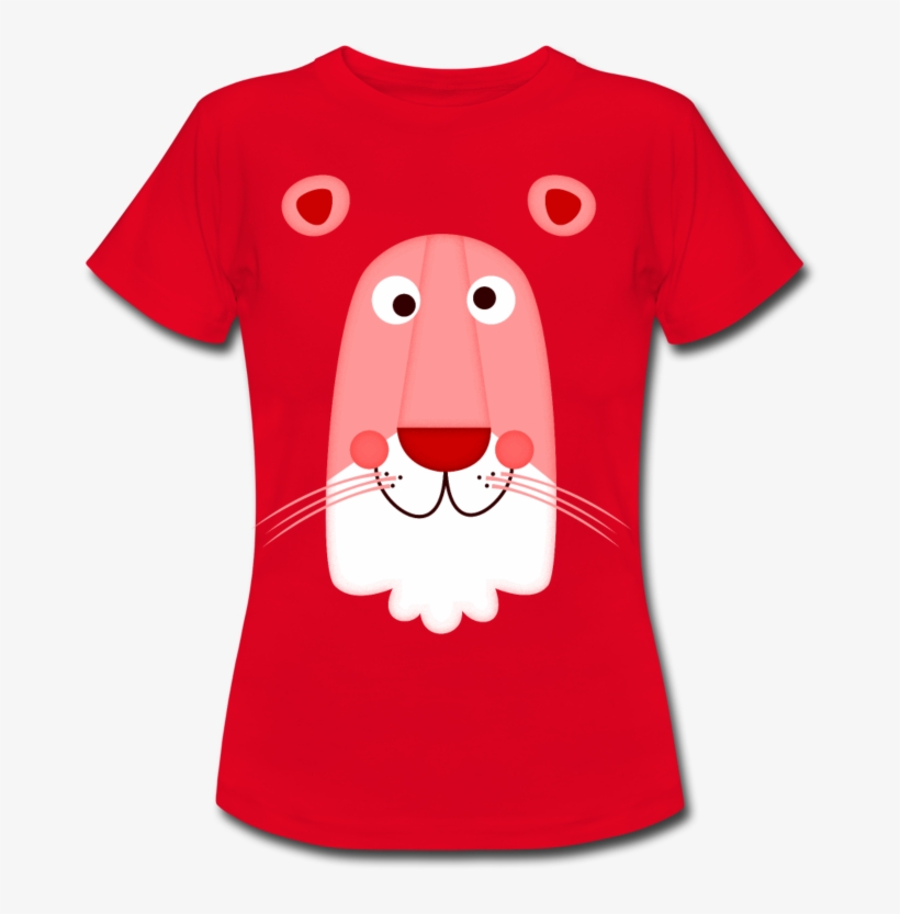 Lion Face Womens Tshirt Laughing Lion Design - Cartoon, transparent png download