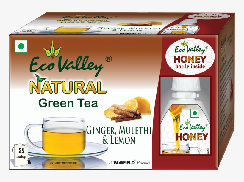 Natural Green Tea Ginger, Mulethi & Lemon - Eco Valley Green Tea, transparent png download
