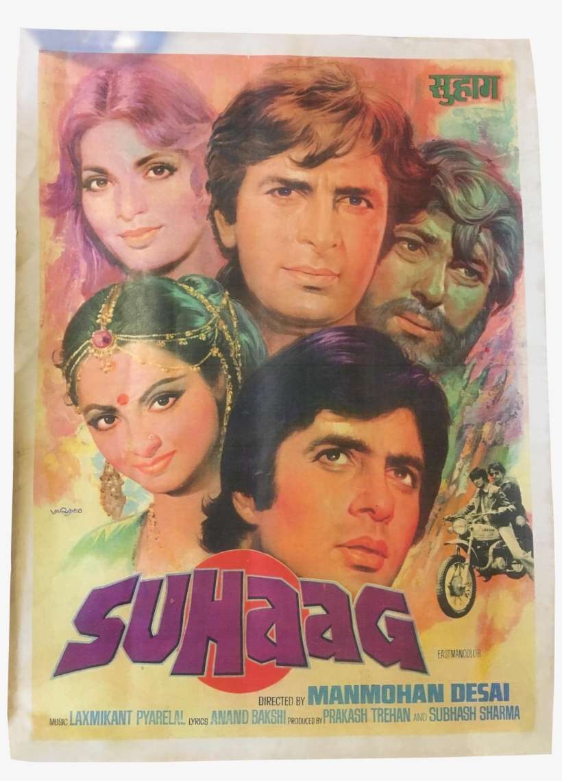 Vintage 1979 Bollywood Movie Poster On Chairish - Suhaag 1979 Poster, transparent png download