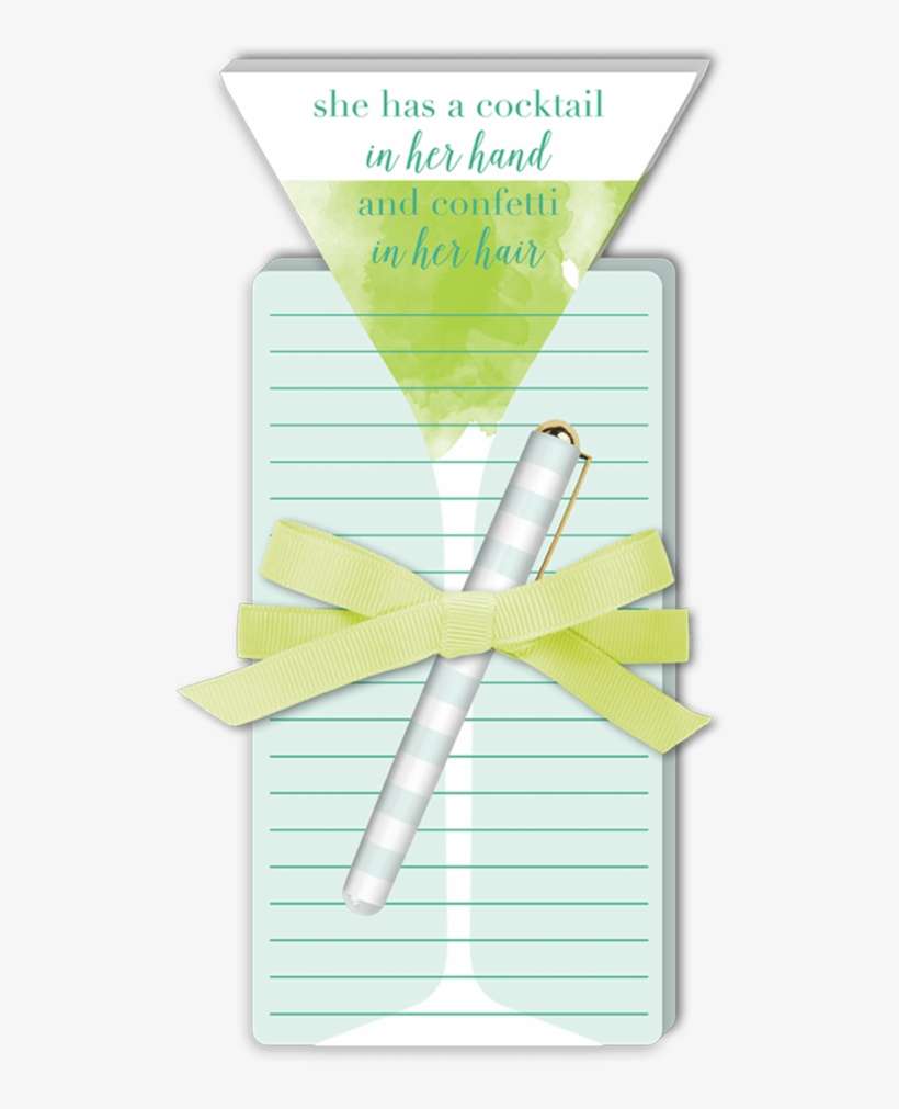 Cocktail In Hand Note Pad With Pen - Graphic Design, transparent png download