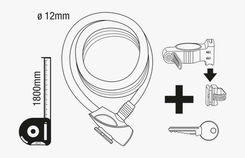 Stanley Bike Lock Cable Key 12 X 1800mm Steel Plastic - Circle, transparent png download