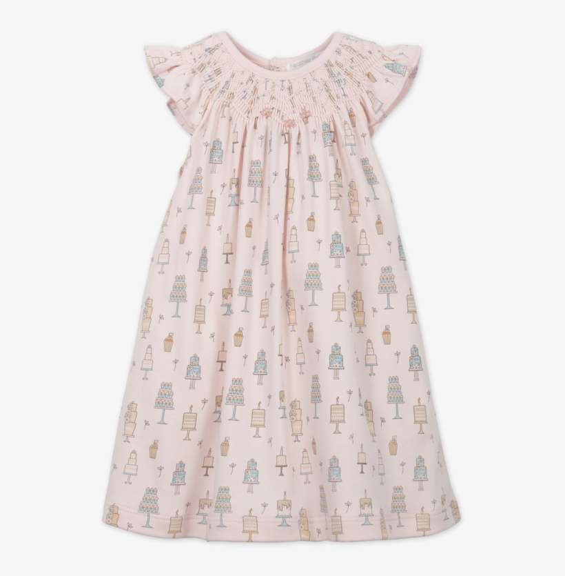 Feather Baby Hand Smock Knit Dress On Coral - Pattern, transparent png download