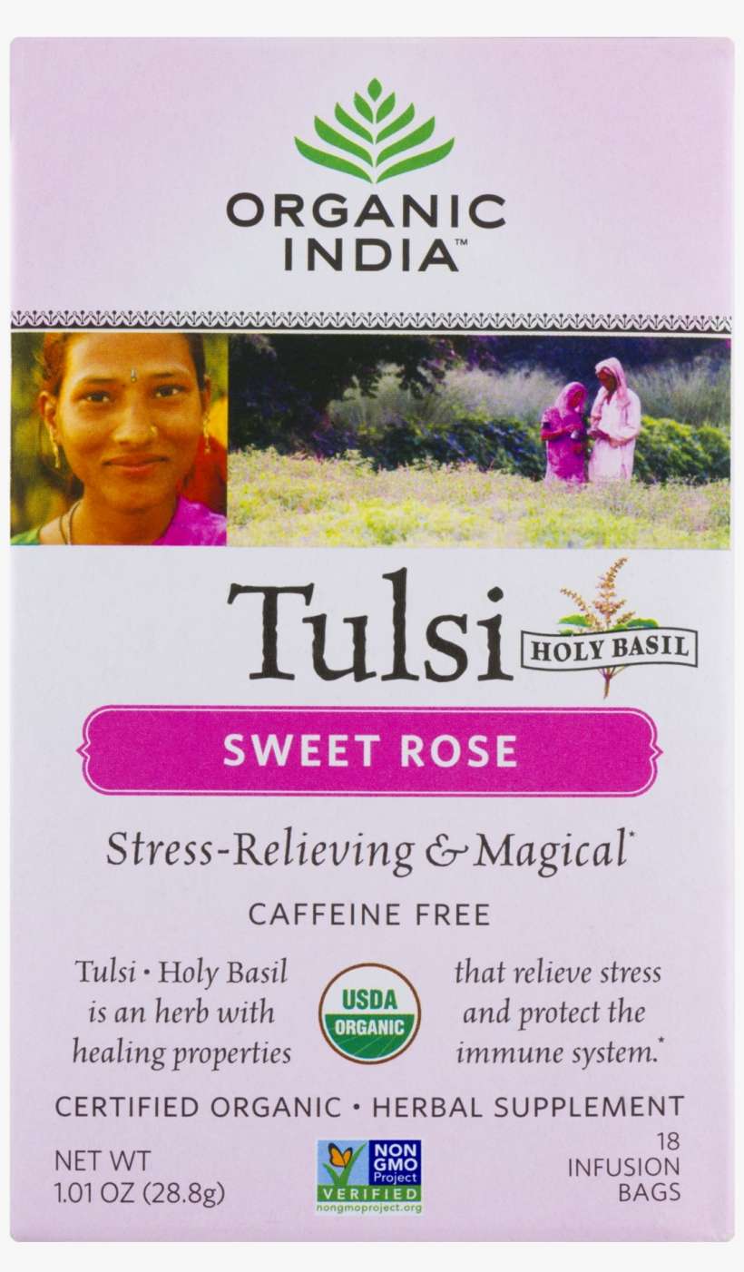 Organic India Tulsi Holy Basil Sweet Rose Herbal Supplement - Organic India Ads, transparent png download