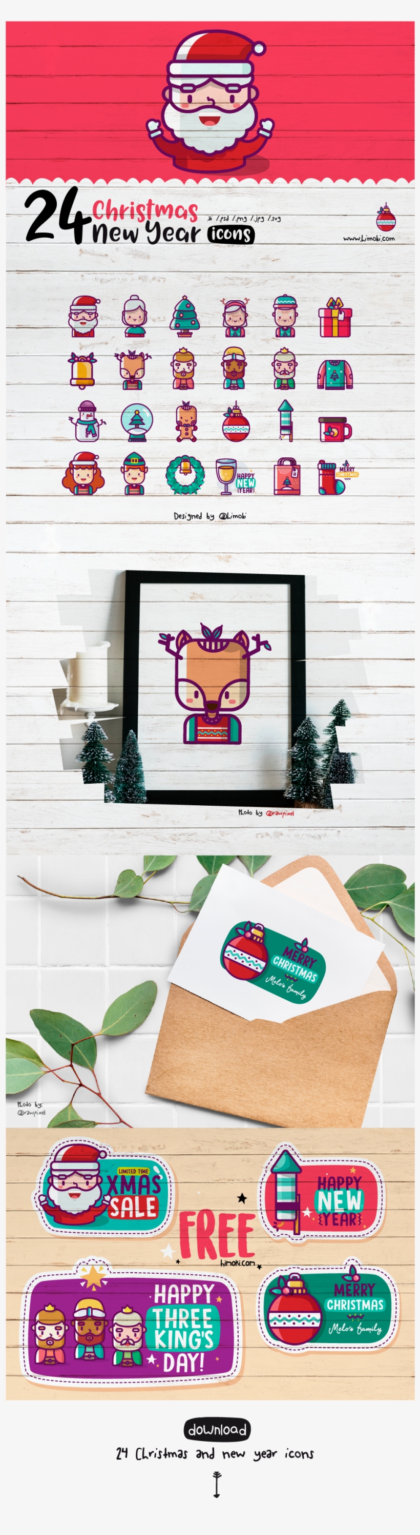 24 Christmas And New Year Icons - Wall, transparent png download