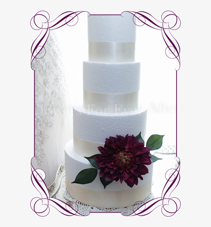 Plum Burgundy Dahlia Silk Artifical Wedding Cake Flowers - Topper Burgundy Wedding Cake, transparent png download