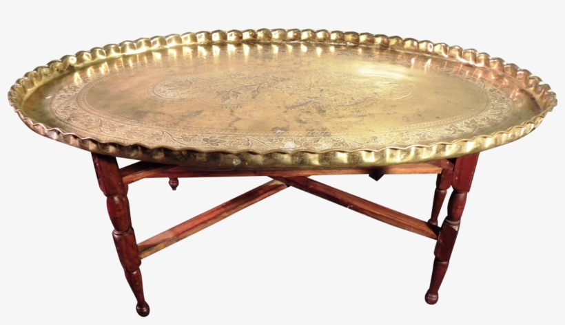 M#century Large Oval Moroccan Brass Tea Table On Chairish - Coffee Table, transparent png download
