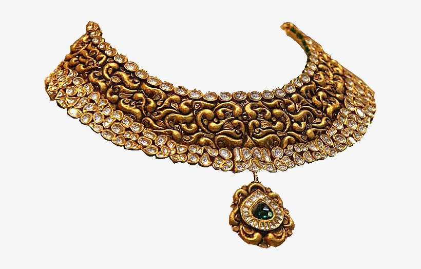 Antique Gold Kundan Neclace - Antique Necklace, transparent png download