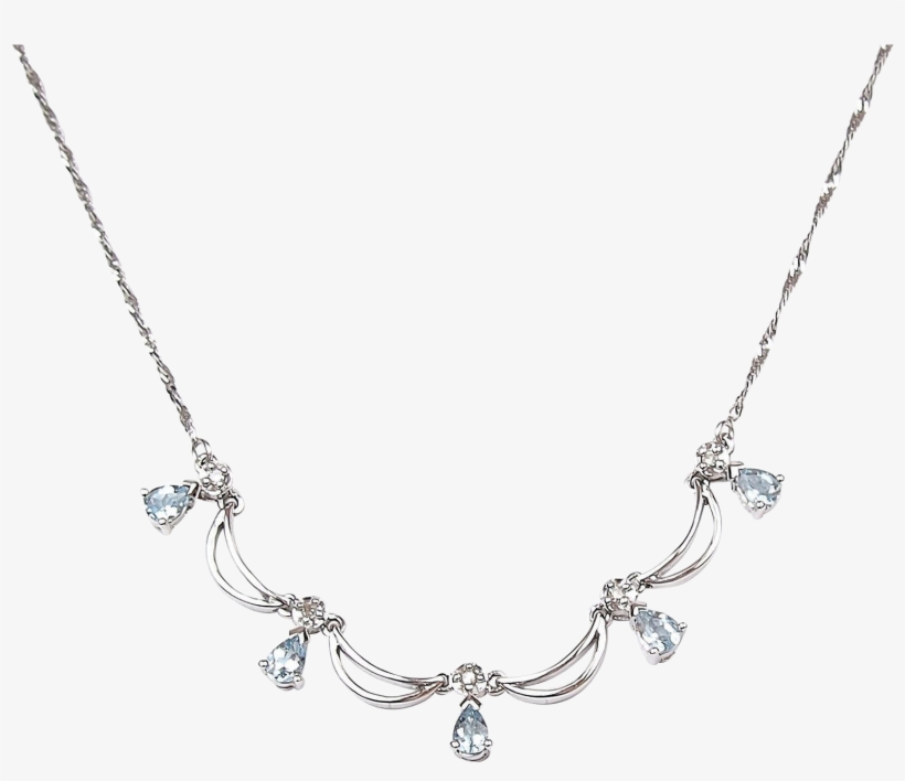 Clip Download K White Gold Ctw Aquamarine And - Necklace, transparent png download