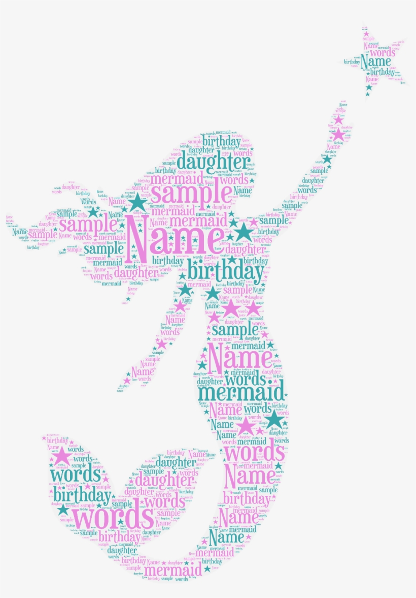 1 Of 4free Shipping Personalised Word Wall Art Mermaid - Illustration, transparent png download