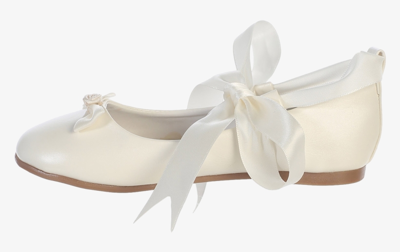Ballet Flats Ivory Dress Shoes W Satin Ribbon Tie Girls - Ivory Ballerina Flats Toddlers, transparent png download