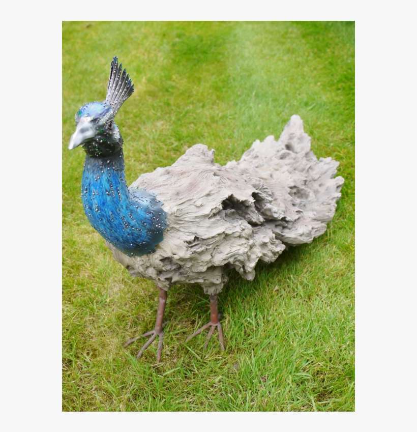90cm Wide Wood Effect Metal Garden Peacock Sculpture - Turkey, transparent png download