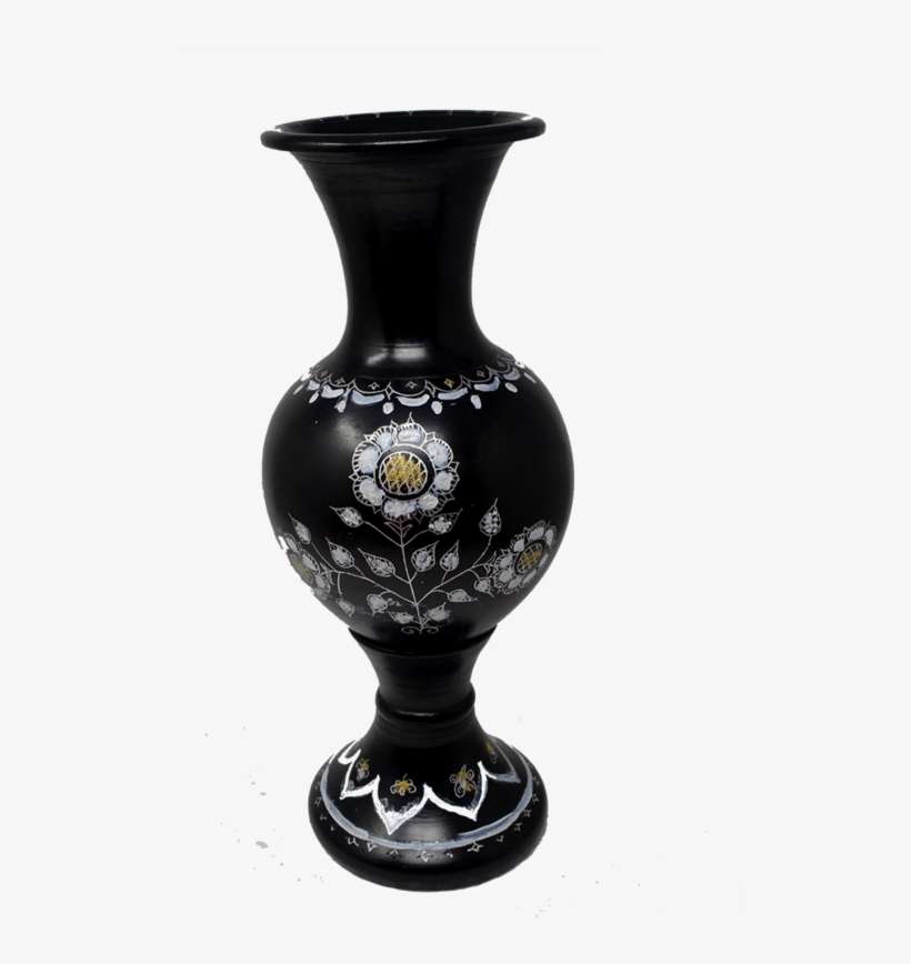 Black Pottery Painted 2 Piece Flower Vase - Vase, transparent png download