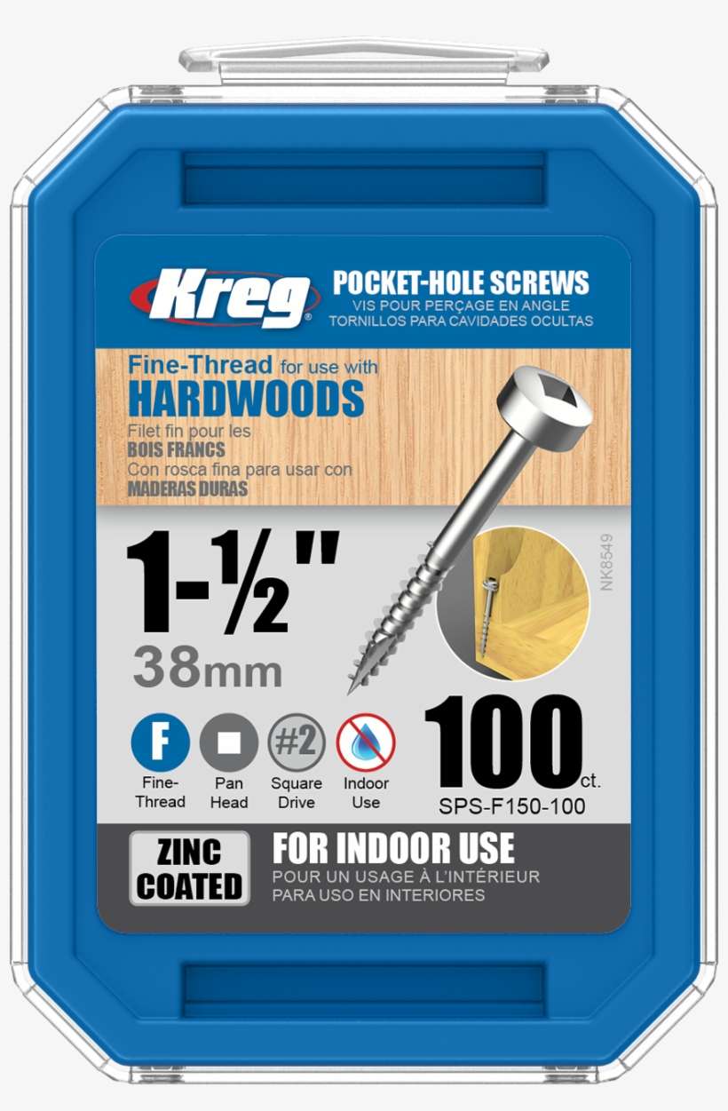 Kreg Zinc Pocket Hole Screws 1 1/2\ - Kreg Screws 1 1 4, transparent png download