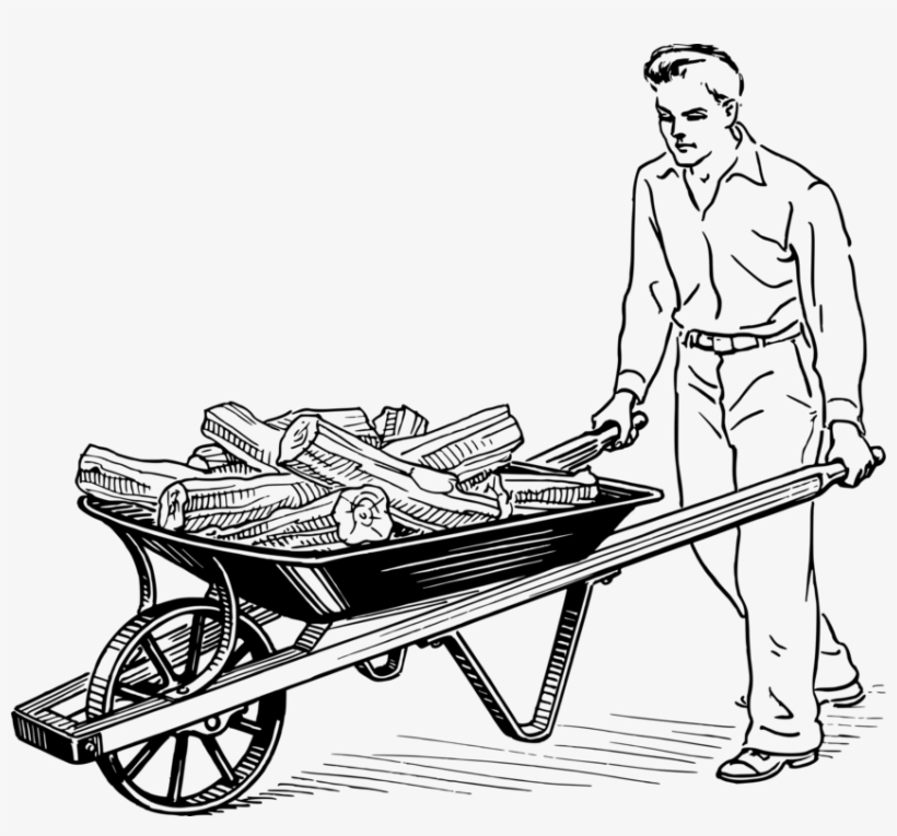 Wheelbarrow Computer Icons Hand Truck Tool Wikimedia - Man Pushing Wheelbarrow Clipart, transparent png download
