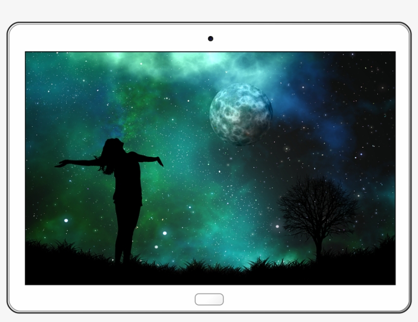 Tablet, Moon, Woman, Silhouette, Joy, Person, Human - Tu Das Was Dir Gut Tut, transparent png download