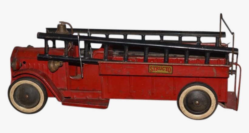 Old Structo Fire Truck W/ Ladders And Bell Pressed - Double-decker Bus, transparent png download