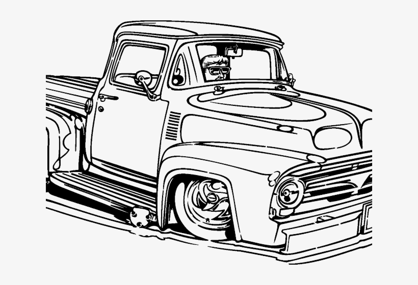 Classics Clipart Old Truck Line - Hot Rod Clip Art, transparent png download