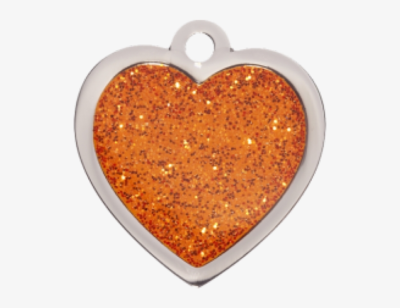 Orange Glitter Heart 22x24mm Fashion Pet Tag By Bow - Locket, transparent png download