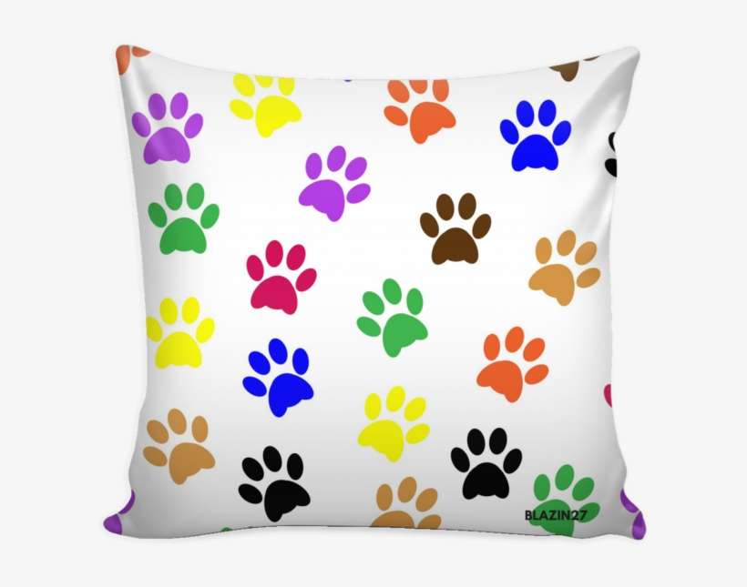 Rainbow Dog Prints Pillow Cover - Paw, transparent png download