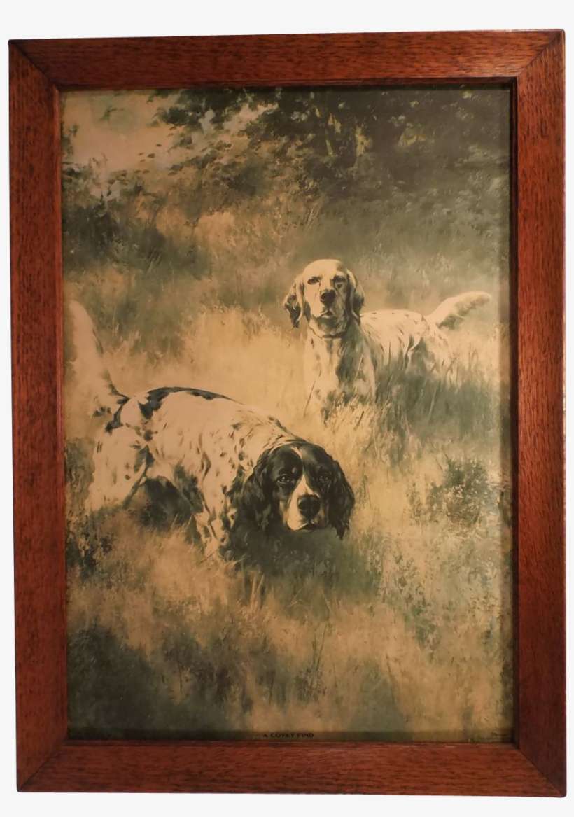 A Covey Find, Vintage Fine Art Framed Hunting Dog Print, - Picture Frame, transparent png download