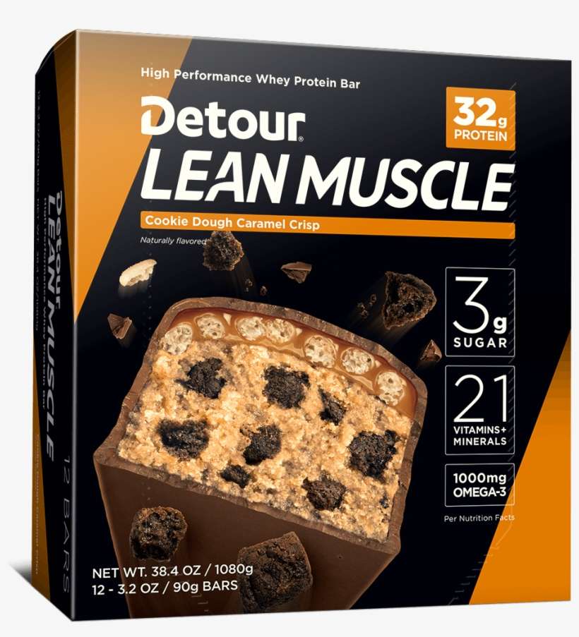 Detour Lean Muscle Cookie Dough Caramel Crisp 12ct Protein Bars In
