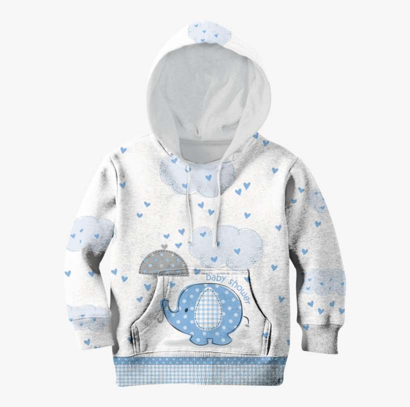 3d Cute Elephant Baby Shower Kid Full Print Hoodie - Print Hoodie, transparent png download