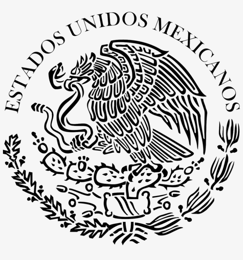 Picture - Mexico Flag Eagle Black And White, transparent png download