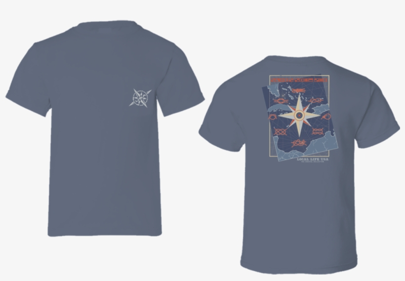 Nautical Compass And Knots Short Sleeve Tee Tshirt PNG Image
