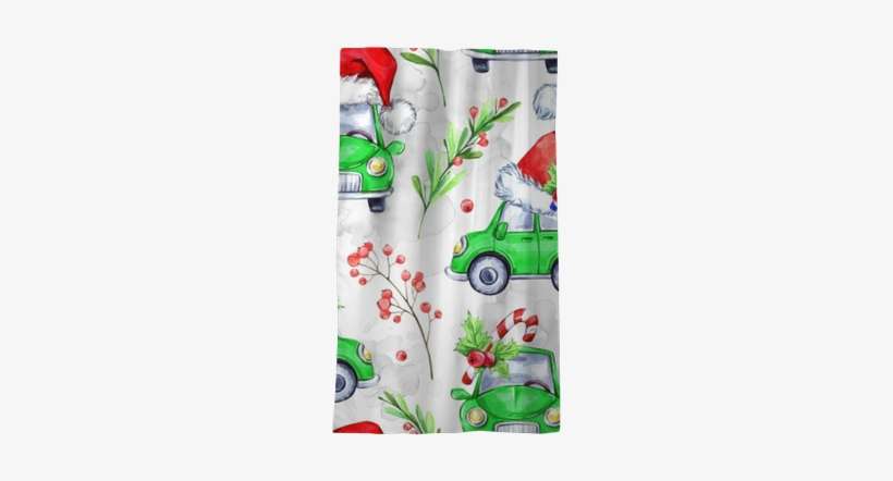Watercolor Seamless Pattern With Cartoon Holidays Cars, - Towel, transparent png download