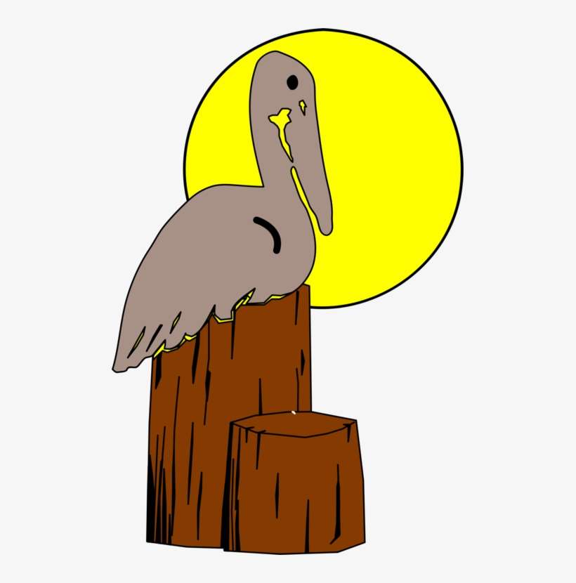 Bird Nest Brown Pelican Drawing Animal - Pelican On Post Clipart, transparent png download