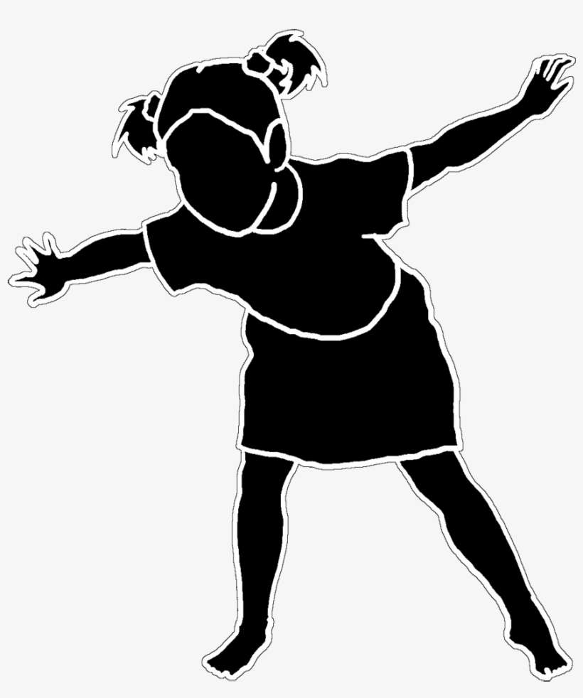 Silhouette Of Dancing Little Girl - Clip Art, transparent png download