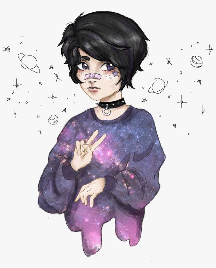 Tumblr Art Girl Girls Planet Planets Cosmos Bandaid - Planet, transparent png download
