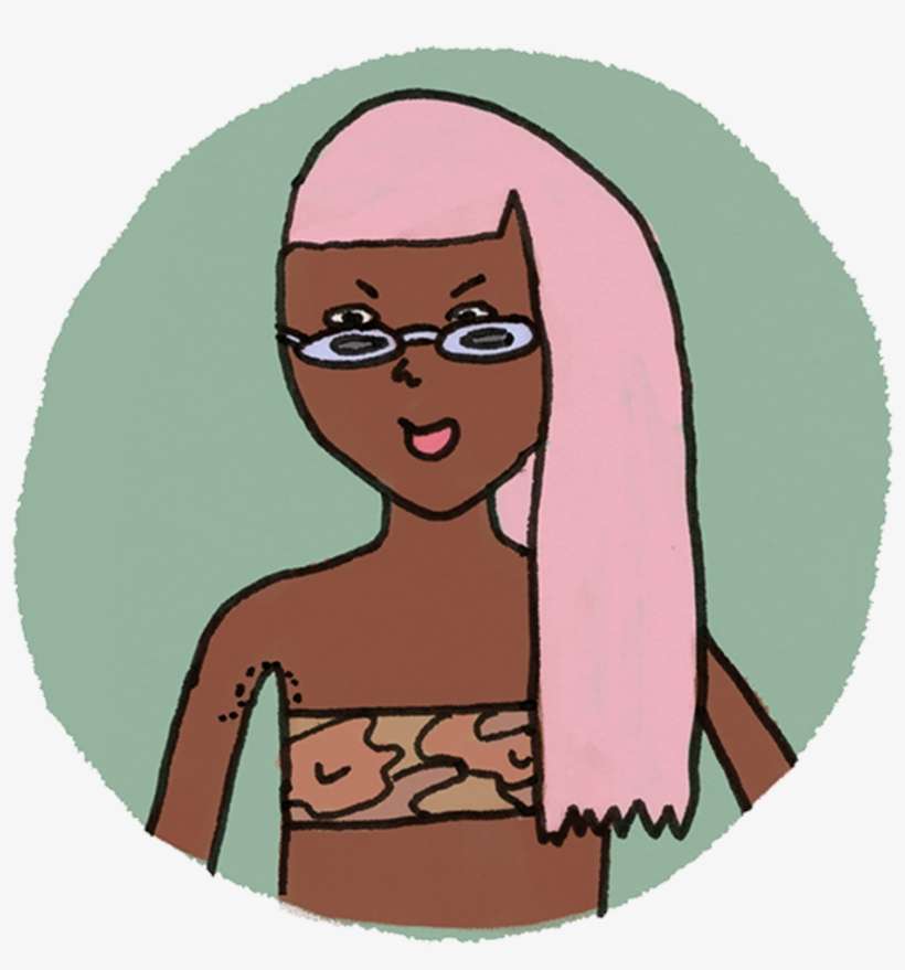 Black Pink Hair Girl - Cartoon, transparent png download