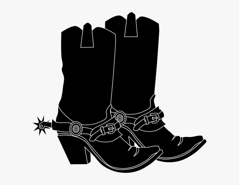 Cowgirl Hat And Boot Clip Art At Clker - Black Cowboy Boots Clipart, transparent png download